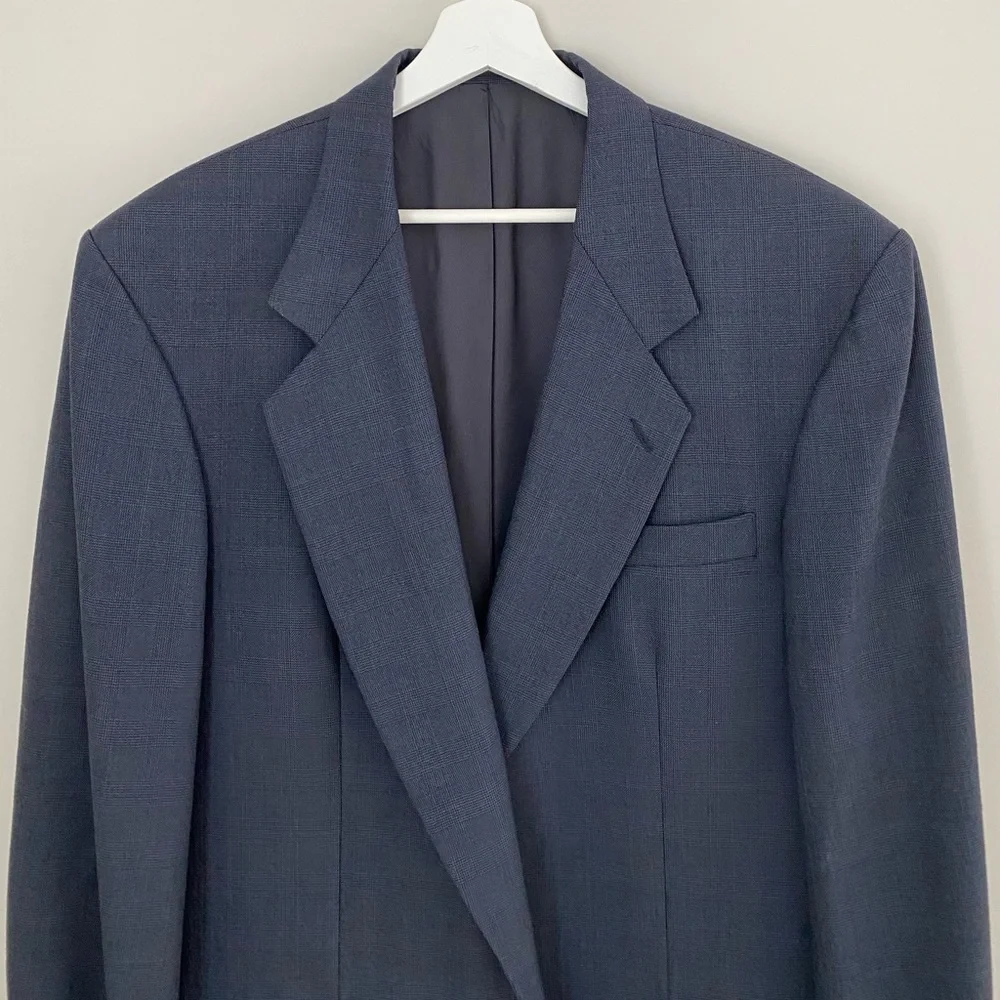 OSCAR DE LA RENTA Check Plaid Blazer Sport Coat Wool 2 Button Suit Jacket 44L